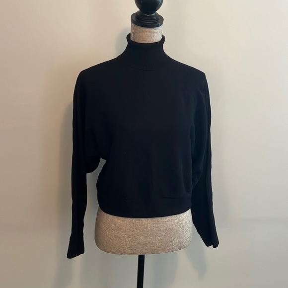ZARA MOCK NECK CROPPED KNIT SWEATER SIZE SMALL GOOD CONDITION BLACK - Picture 1 of 5